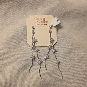 silver color earrings Cubic Zirconia